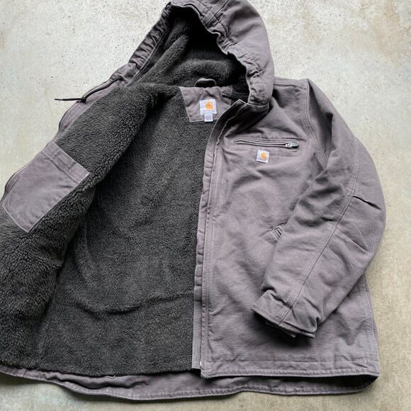 Carhartt Women’s Sherpa Lined Jacket Loose Fit Washed Duck - Picture 3 of 5